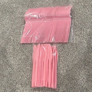 NWT Pink Plastic Forks and Knives 100 Pieces